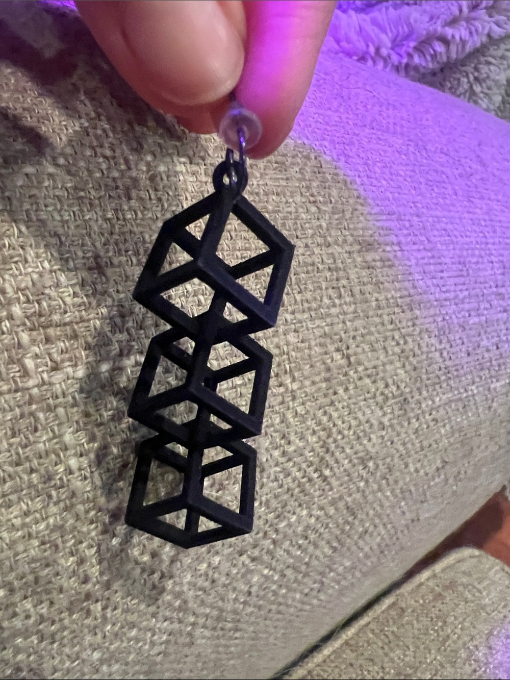 3 Tier Cube Earrings made by local artist - Picture 3 of 4